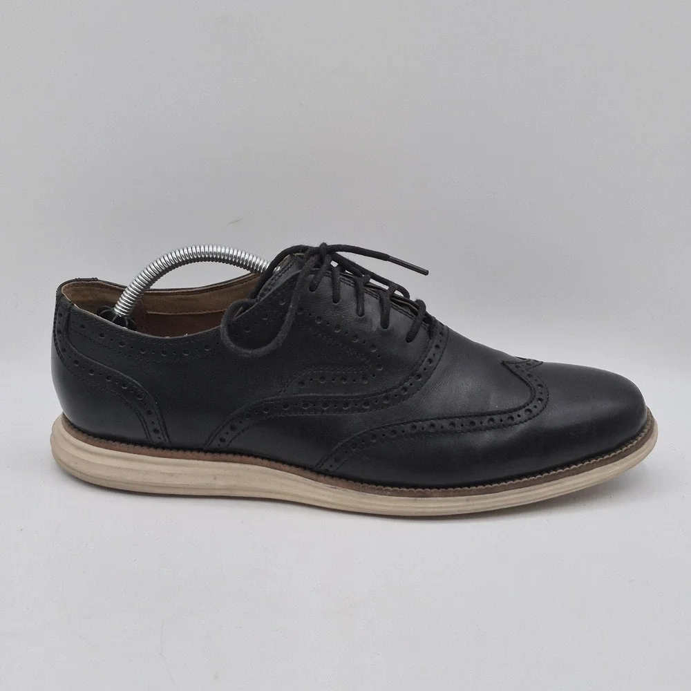 Cole Haan Shoes Mens Size 10.5 Black Wingtip Oxford‎ Leather Brogue Dress C21130